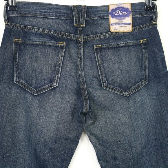 Retro Old Navy The Diva Super‎ Flare Low Rise Jeans Distressed 4 x 32 - Picture 7 of 11